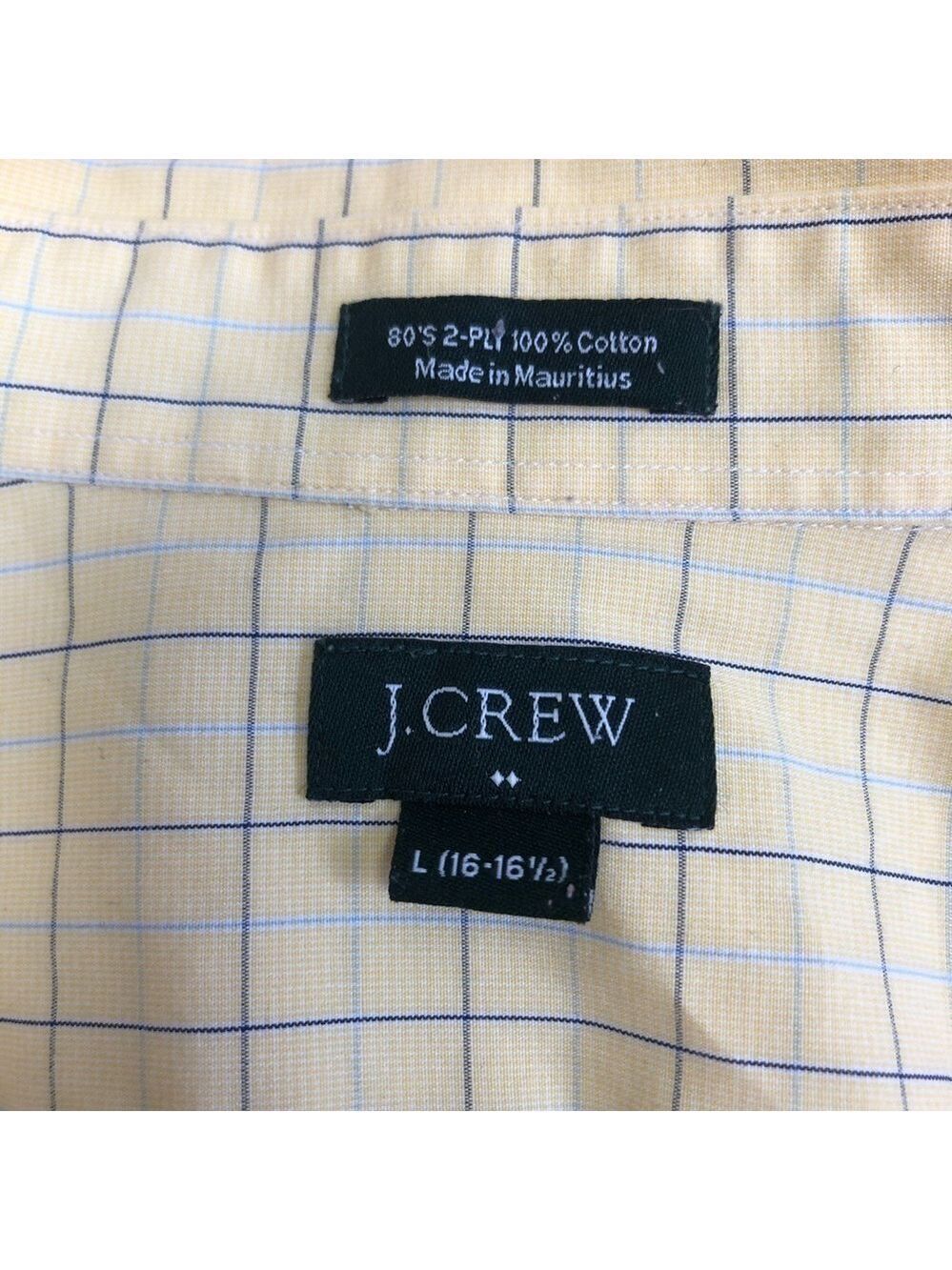 J Crew Men's Large 16-16.5 Yellow Plaid Long Sleeved Button Front Dress … - Picture 12 of 12